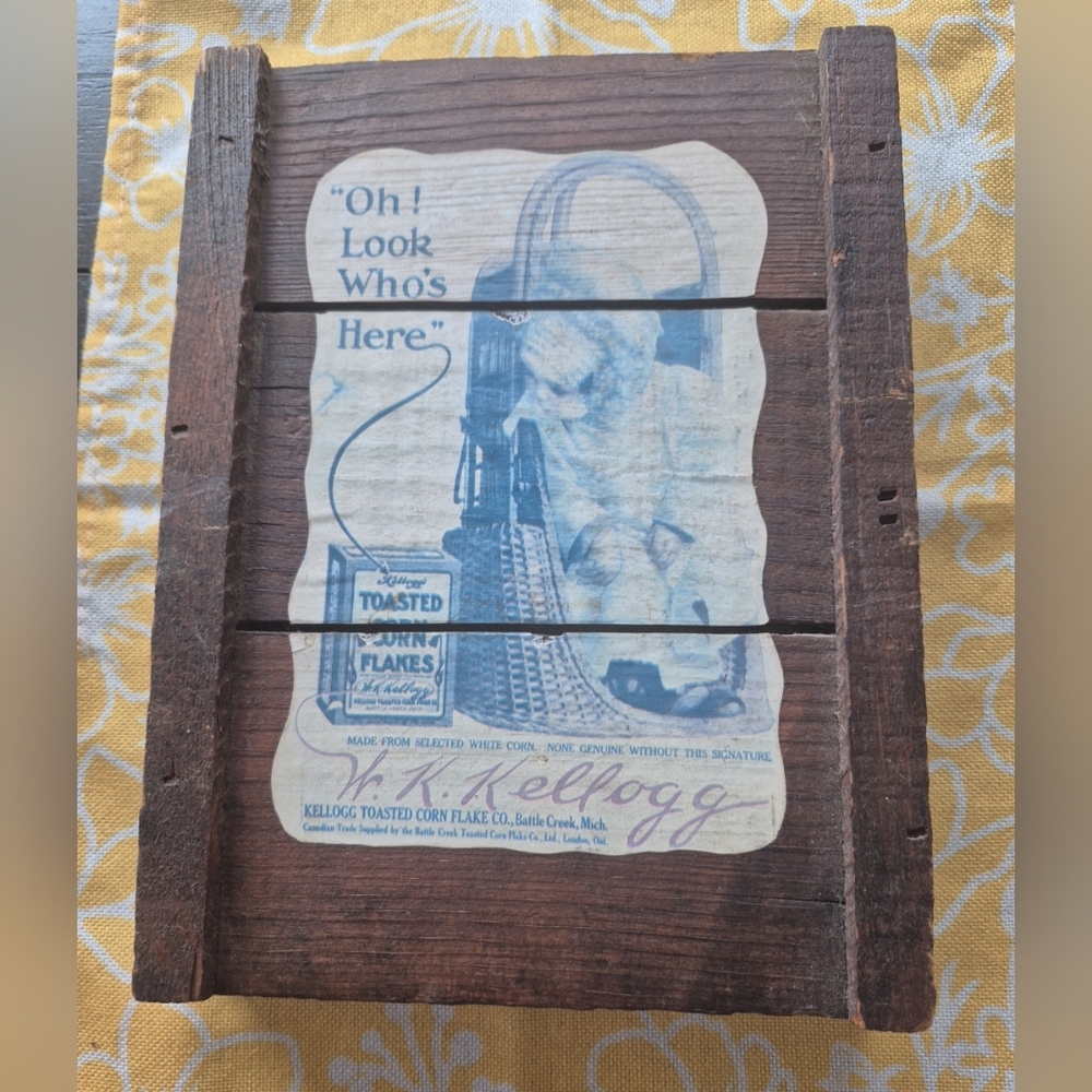 Vintage Kellogg Wooden Wall Art with Brown Frame